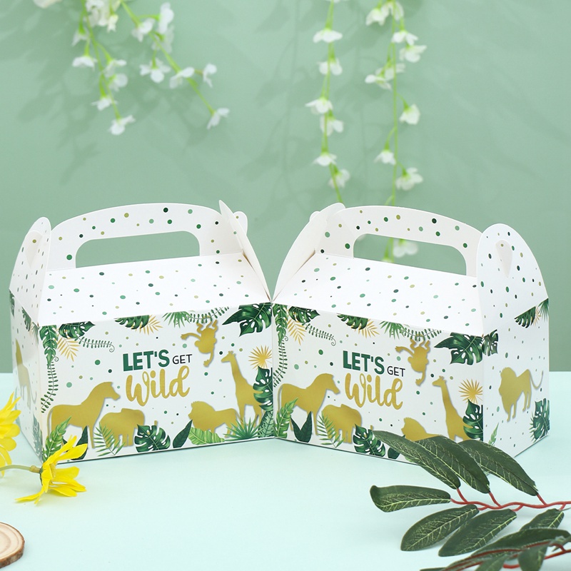 Set 4 Hộp carton Đựng Kẹo Họa Tiết Rừng Cây Hoạt Hình Trang Trí Tiệc Cưới/Sinh Nhật