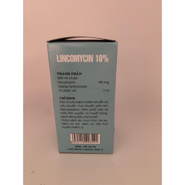 Lincomycin 10% 100ml - chuyên dùng cho gia cầm, chó, mèo, lợn, dê, cừu