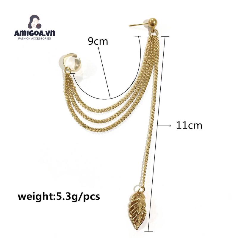 Bông Tai Hợp Kim Hình Lá Tua Rua Đơn Giản Đa Năng