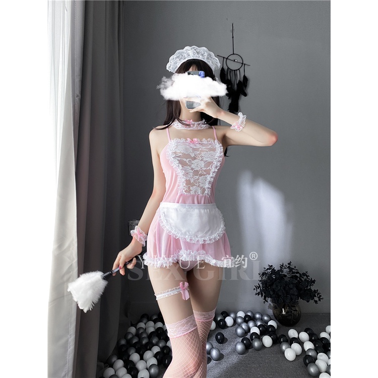 Bộ đồ lót hóa trang cô hầu gái phối ren quyến rũ Size lớn 8174 | BigBuy360 - bigbuy360.vn