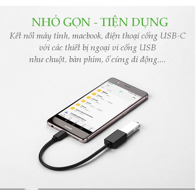 Cáp USB type C hỗ trợ chức năng OTG dài 15cm UGREEN US154