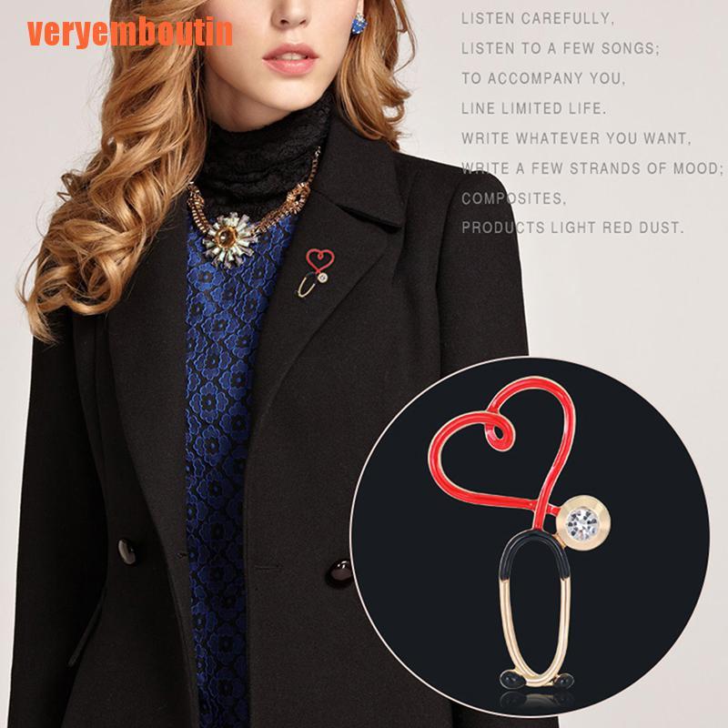 Ghim Cài Áo Hình Ống Nghe Nhịp Tim Thời Trang Cho Nam Nữ