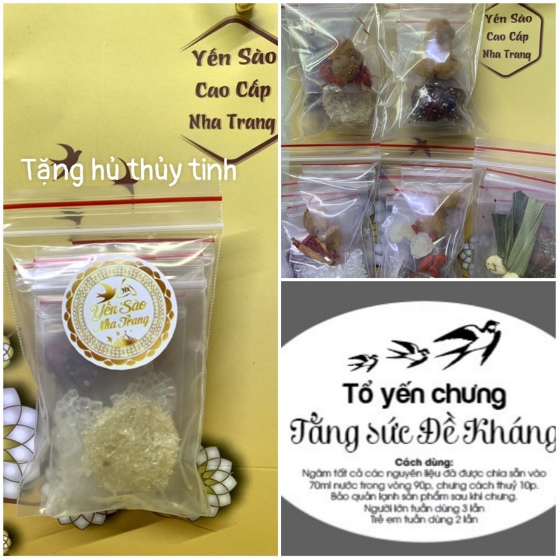 tổ yến chưng đông trùng hạ thảo/nhuỵ hoa/kỷ tử/nhãn nhục-yến sào nha trang-set yến viên chia sẵn[tặng hủ thuỷ tinh]