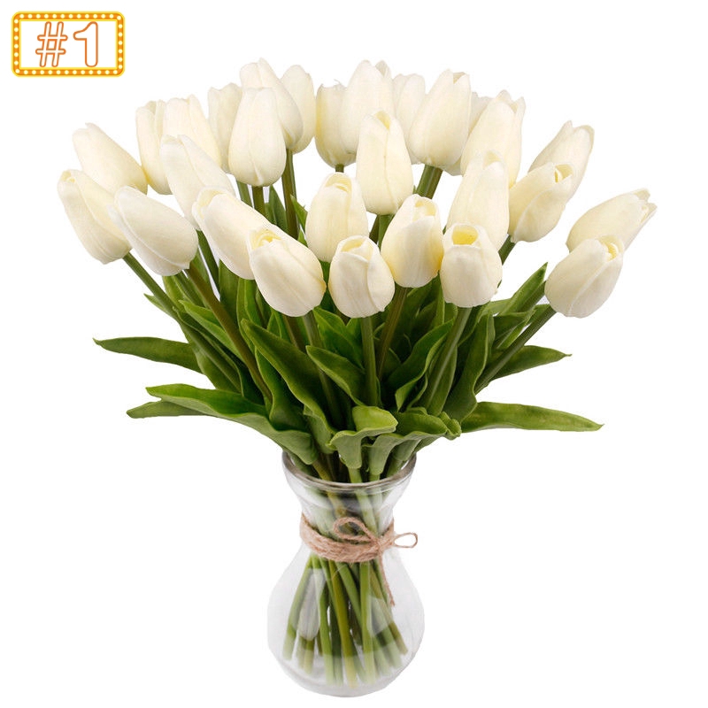 5/ 10 Hoa tulip giả bằng silicon dùng để trang trí