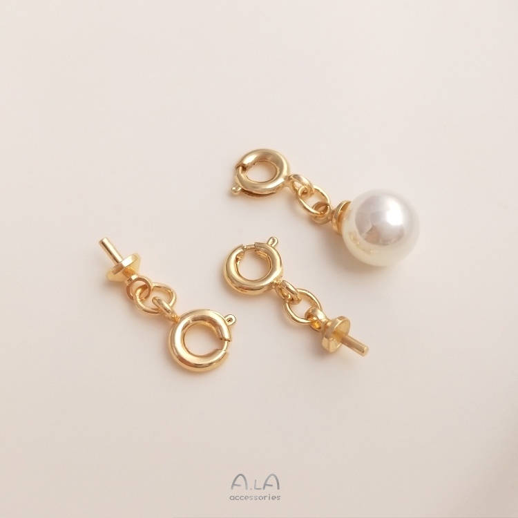 [Little Blu] Mặt Dây Chuyền Hạt Pha Lê Đồng 14K Khóa Cài Lò Xo Đính Ngọc Trai Pha Lê Có Lỗ Xỏ Hạt Pha Lê Màu Sắc