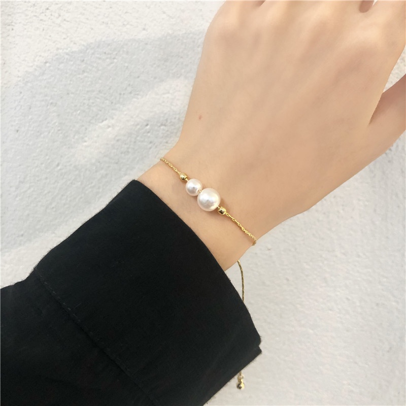 Vòng Tay Đính Ngọc Trai Nhân Tạo Phong Cách Hàn Quốc Đơn Giản 210825