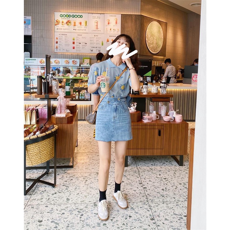 [Spot] Women's Summer Short Sleeve Short Sleeve High Waist T-Shirt
