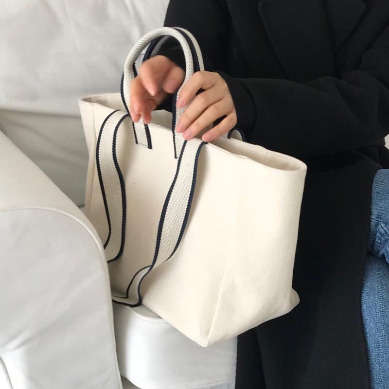 Túi đeo vai bằng vải canvas cỡ lớn thiết kế đơn giản thời trang cho nữ