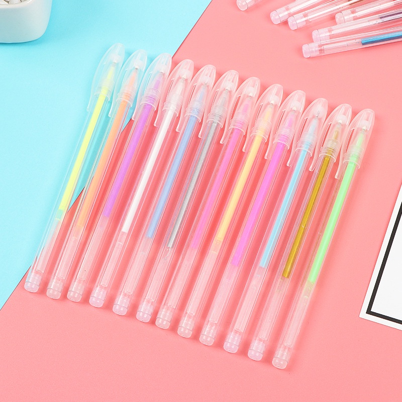 Set 12 bút mực gel nhiều màu sắc độ bóng cao dùng làm quà tặng cho học sinh