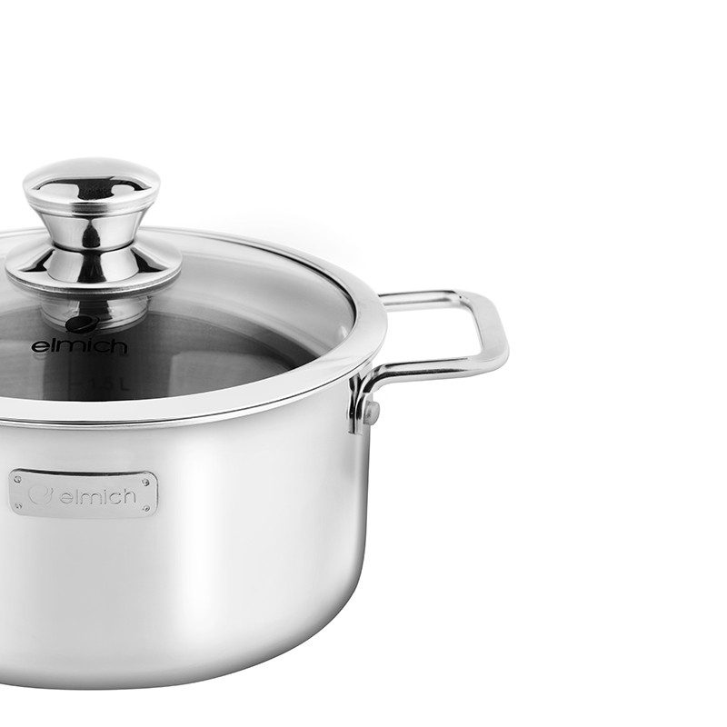 [Mã LIFECPMALL giảm 12% đơn 250K] Nồi Inox 3 lớp đáy liền Elmich Trimax classic 2405OL size 16cm