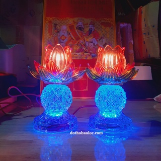 Cặp đèn Pha Lê Hoa Sen 20cm ( Màu đỏ )