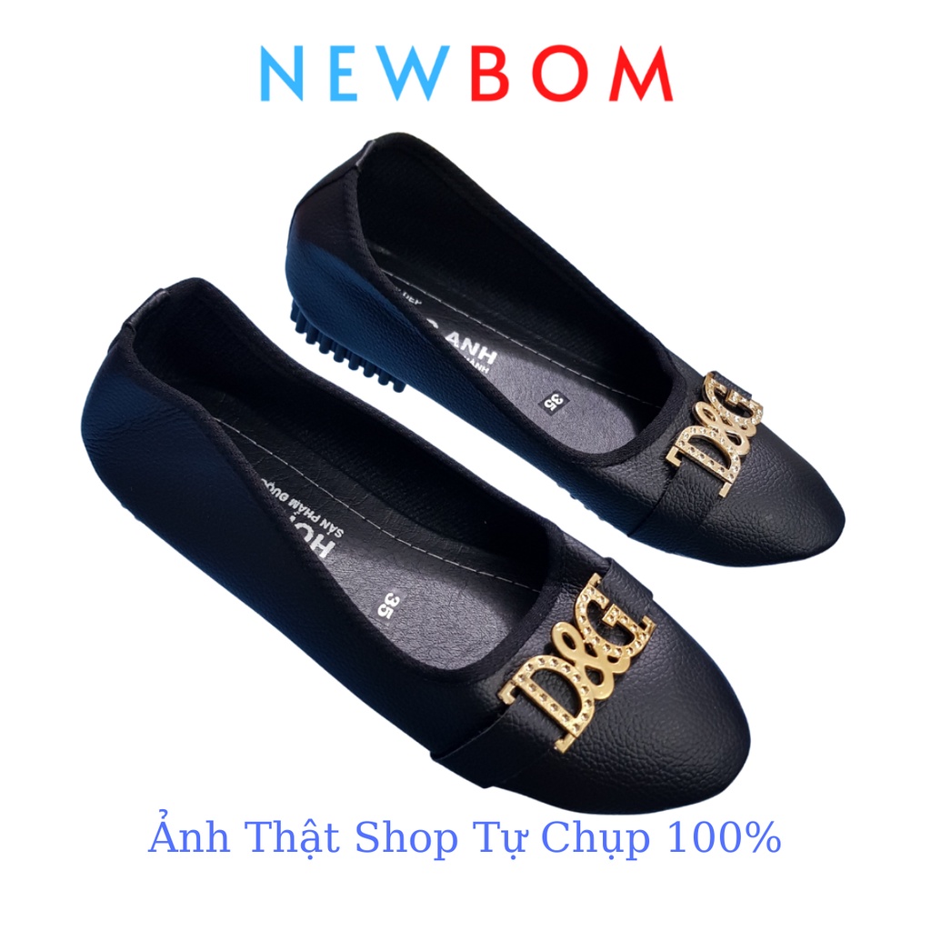 Giày búp bê thời trang giá rẻ đế bệt 1 phân da mờ màu đen Newbom (B1md&g)