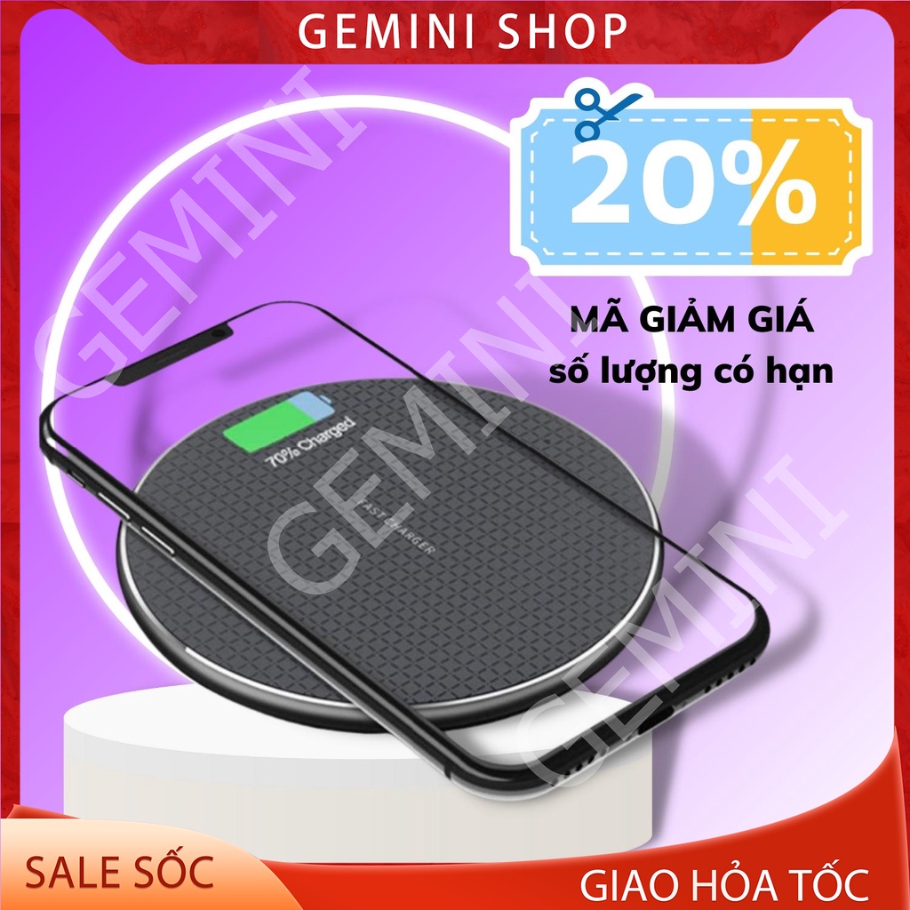 Đế sạc nhanh không dây 10W K8 siêu mỏng chống nóng chống chai pin GEMINI SHOP