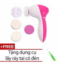 Máy massage mặt 5 đầu + Tặng dụng cụ lấy ráy tai( Máy Massage Rửa Mặt 5 In 1) 1168