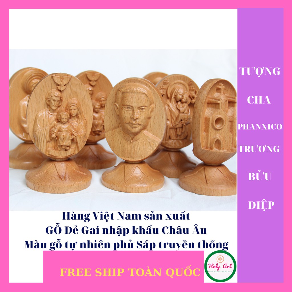 Tượng Cha Phanxico Trương Bửu Diệp Để Xe Ô Tô [holy art] Bằng Gỗ. Kích Thước 12 x 7cm {Free Ship Toàn Quốc}