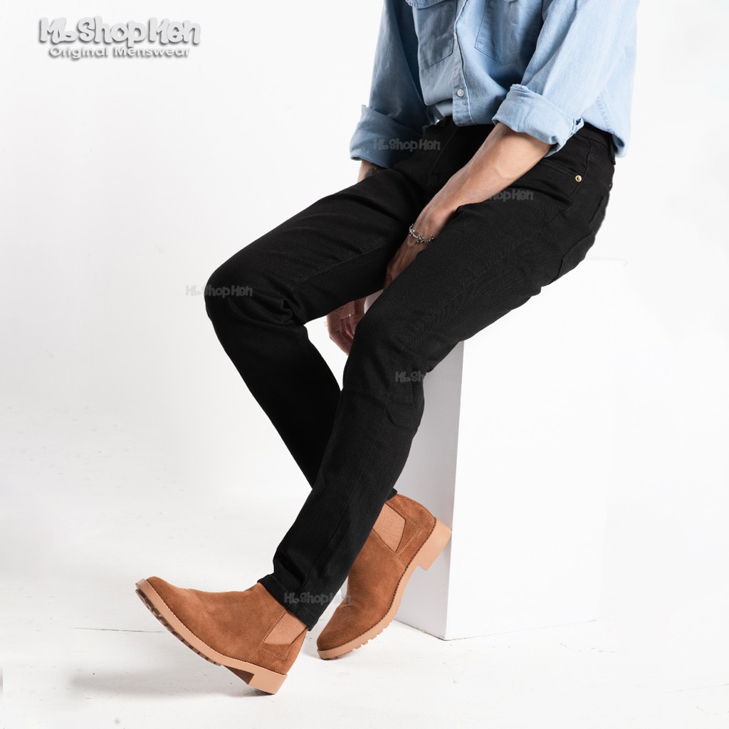 Quần jean nam đen trơn mẫu quần jean slim fit mới nhất của routine