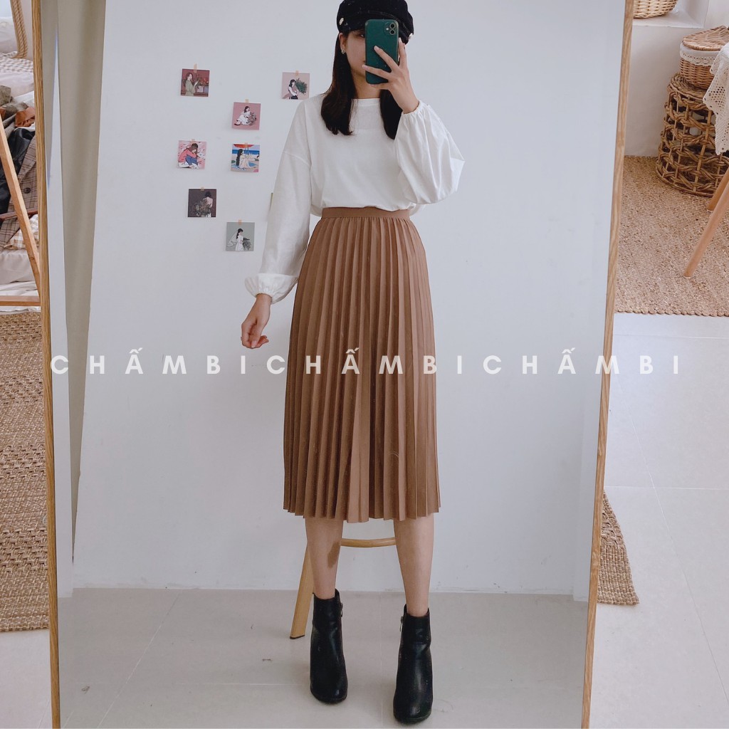 Chân Váy Midi Trơn Xếp Ly Dáng Dài Nhiều Màu Cực Xinh Freesize<58kg - CV.008 | BigBuy360 - bigbuy360.vn