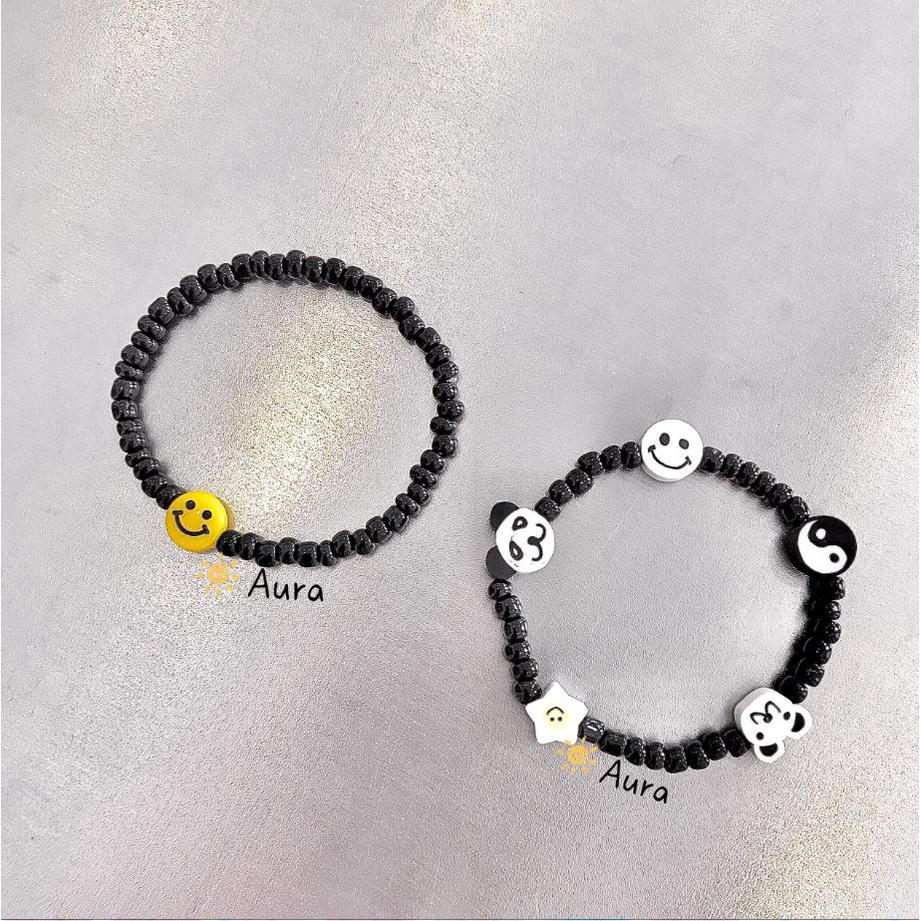 Vòng tay Trắng đen Handmade thiết kế bởi Aura