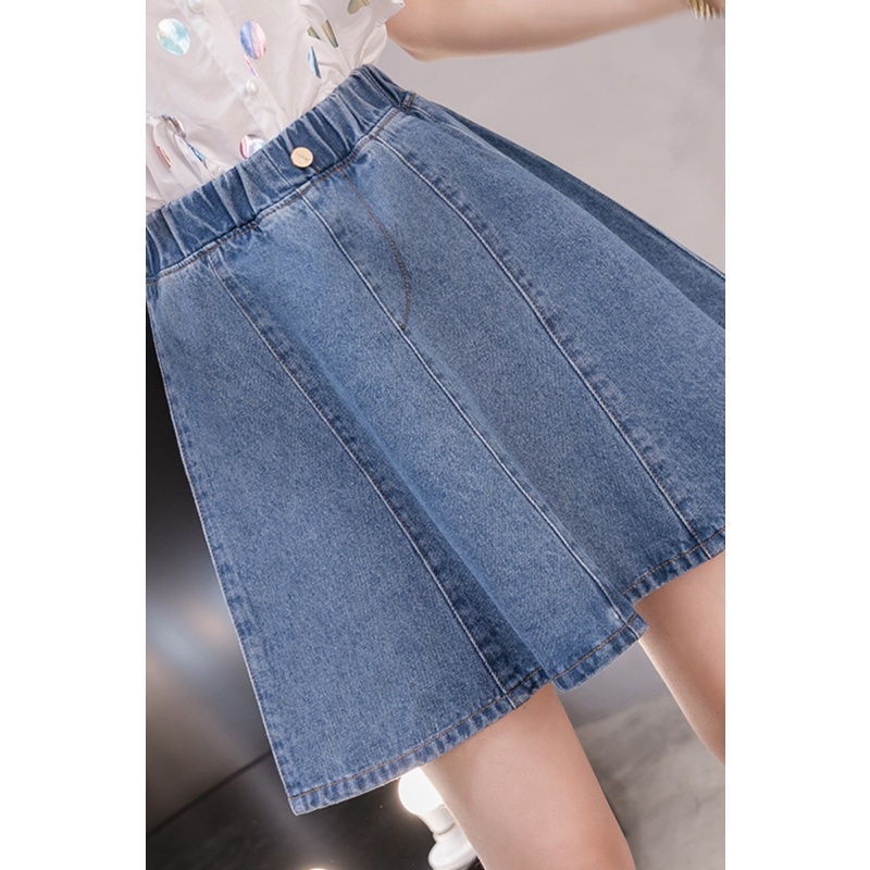 Chân váy xòe jean ngắn lưng thun QUẢNG CHÂU LS_CV206