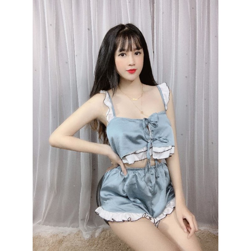 [Mã WASTUP giảm 10% tối đa 30K đơn 99K] Đồ ngủ sexy nữ 👧FreeShip 👧 Set ngủ mặc 2 kiểu chất satin 40~65kg | BigBuy360 - bigbuy360.vn