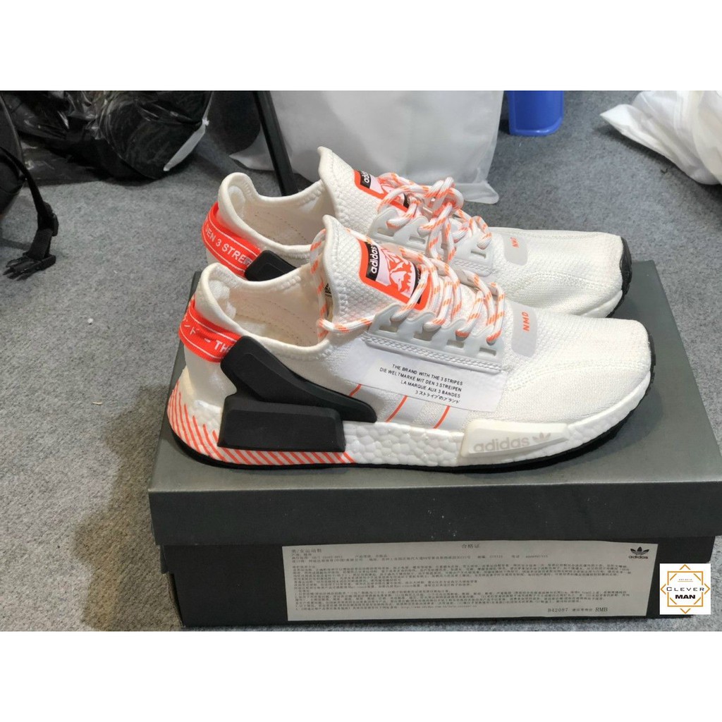 (FREESHIP+FULLBOX) Giày Thể Thao Sneakers NMD R1 V2 Trắng Gót Đỏ Cực Phong Cách Cho Cả Nam và Nữ Clever Man Store