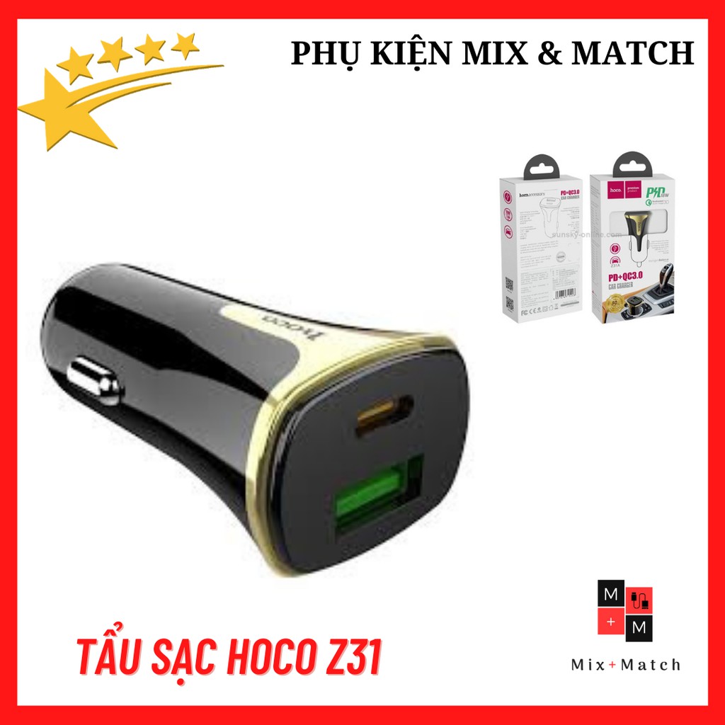 Tẩu sạc xe hơi Hoco Z31 có hỗ trợ sạc nhanh QC 3.0 có kết nối 2 cổng usb - hàng chính hãng Hoco