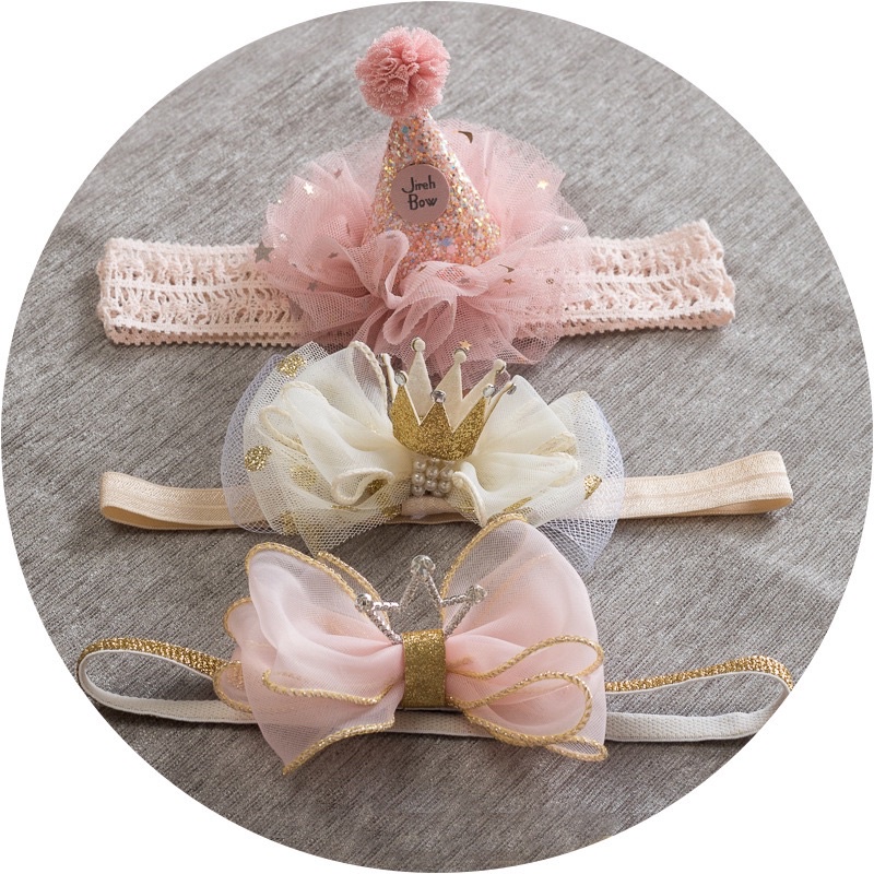 Turban/băng đô kiểu vương miện và nơ cho bé-TB13