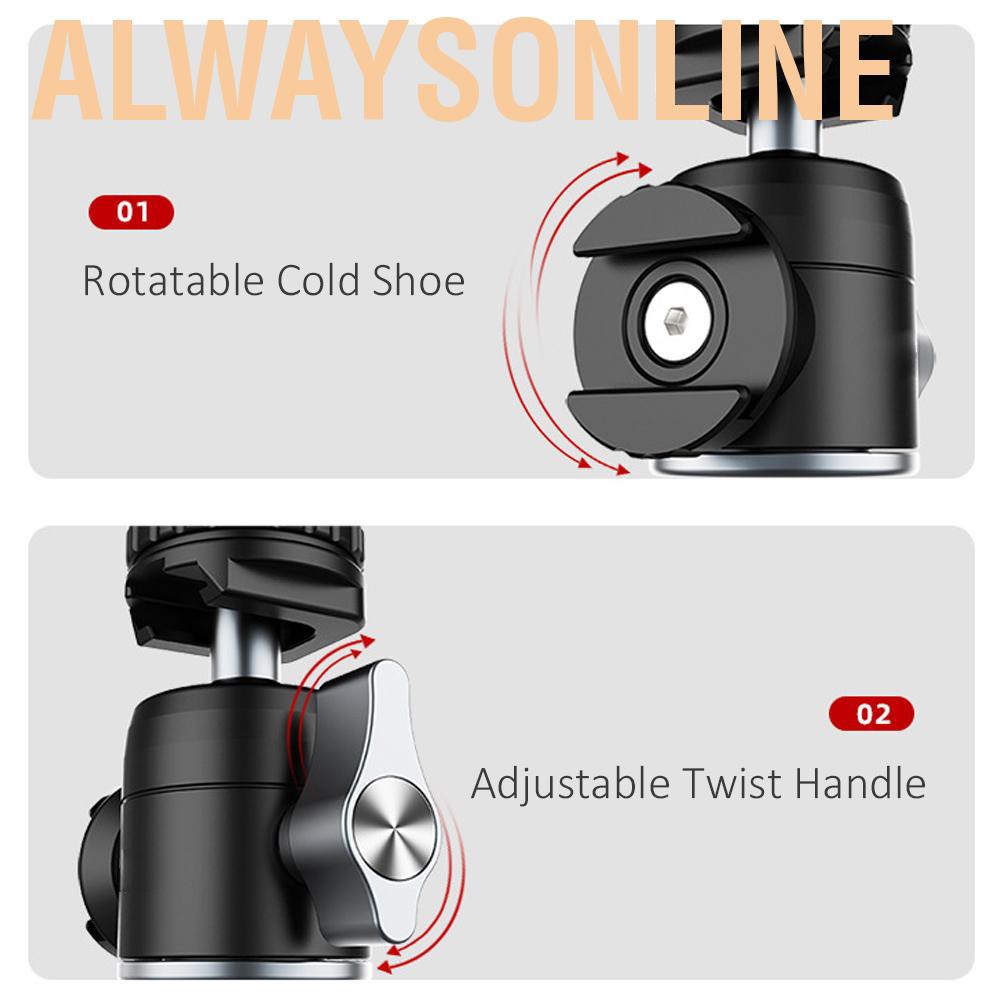 Alwaysonline Ulanzi U-Vlog Extend Tripod with Double Cold Shoe Ballhead Mount fr Phone Camera