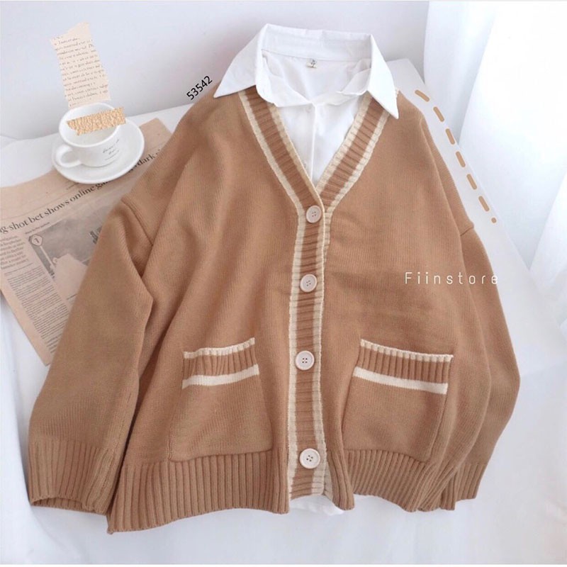 Áo Khoác Cardigan Nữ Kết Hợp Viền Trắng Cực Xinh M1082