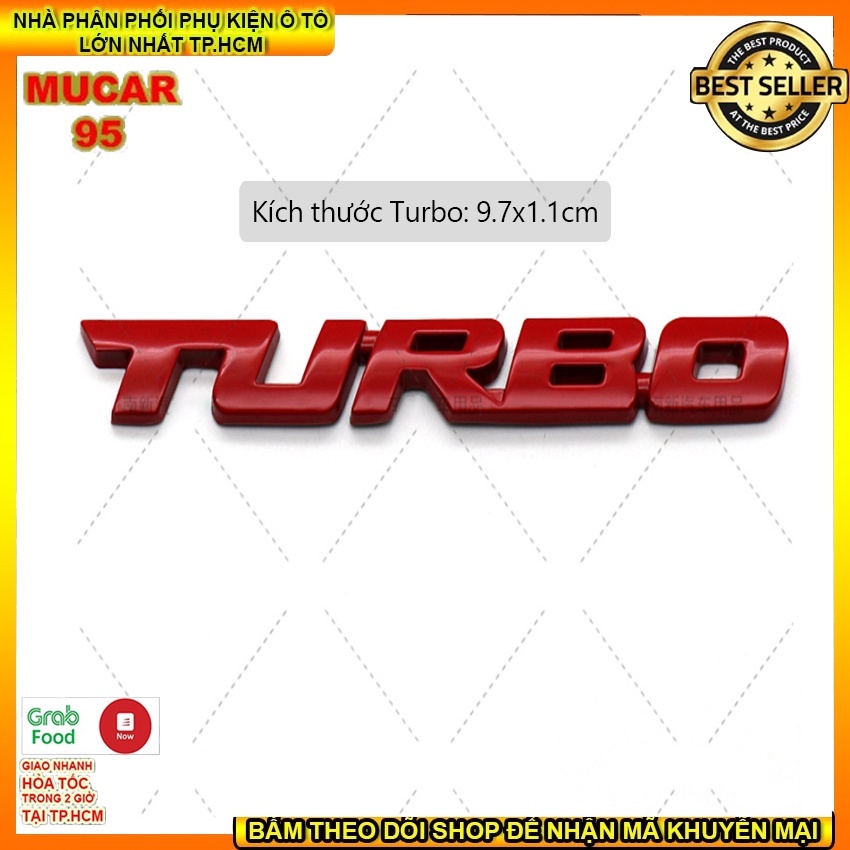 Chữ nổi Turbo trang trí xe hơi, chữ Turbo, chữ trang trí xe ô tô