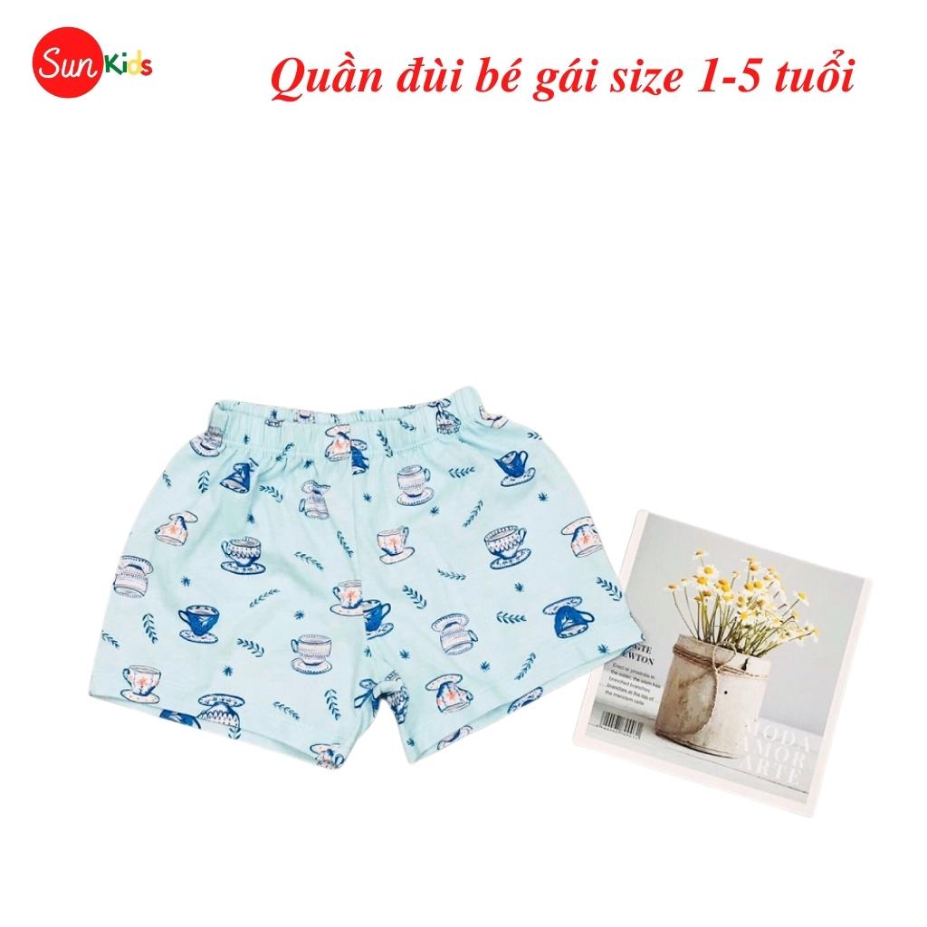 Quần đùi bé gái SUNKIDS, quần đùi cho bé chất cotton mềm mát, size 1-5 tuổi, nhiều màu