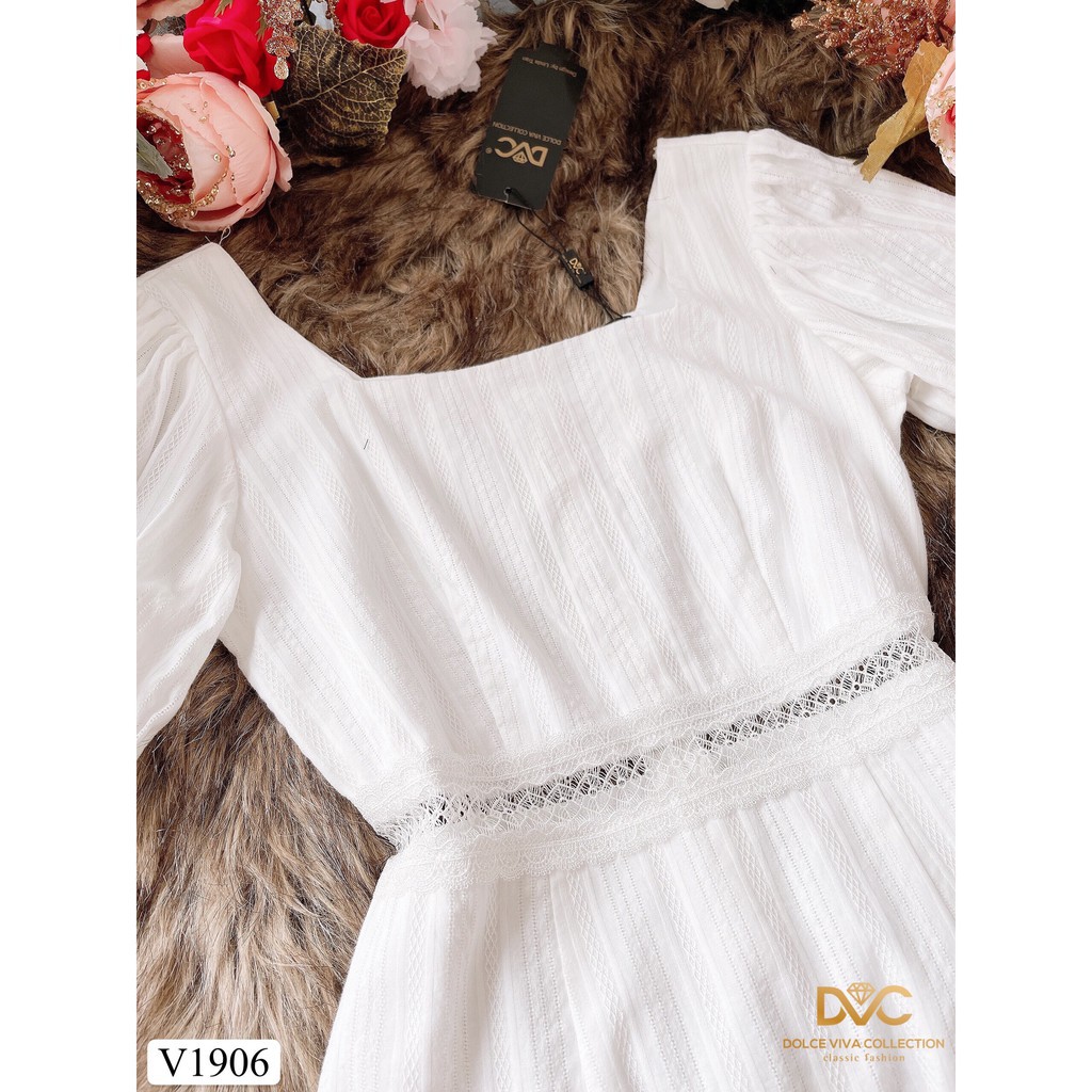 [VÁY ĐI DU LỊCH CAO CẤP] Váy thiết kế dài trắng cổ vuông đuôi cá | BigBuy360 - bigbuy360.vn