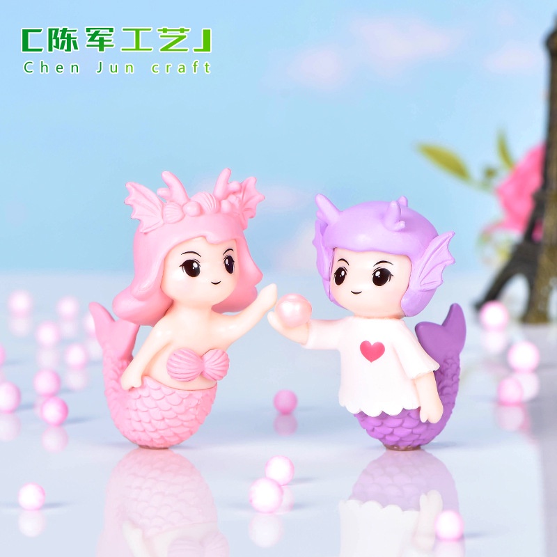 1 Cặp Đồ Trang Trí Hồ Cá Hình Cặp Đôi Nàng Tiên Cá Bằng PVC DIY