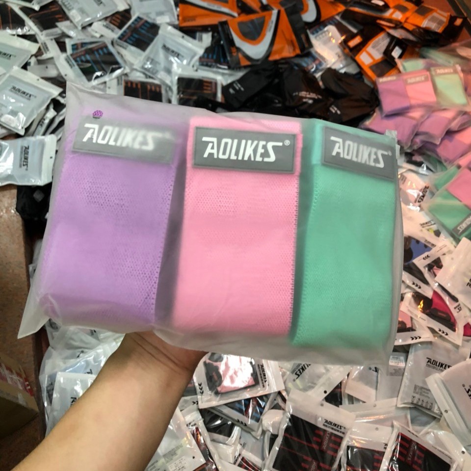 Dây mini band kháng lực tập chân mông Aolikes, dây thun vải tập gym mini band co giãn cao cấp cho nữ