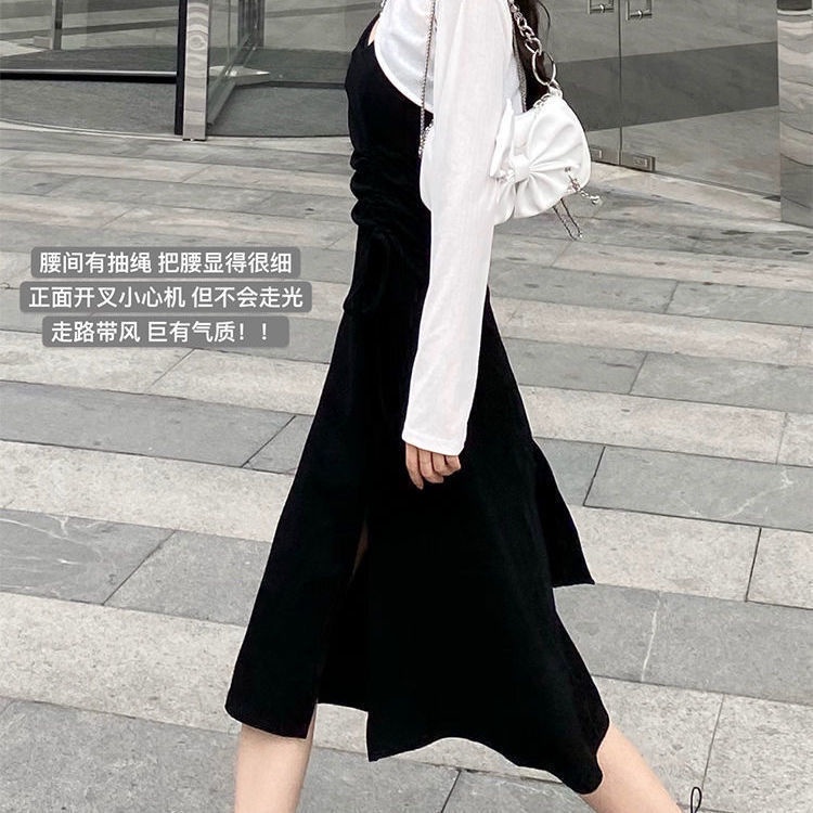 Set Áo Sơ Mi Chống Nắng Hai Dây Và Chân Váy Lưng Cao Thiết Kế Dây Rút Thời Trang Mùa Thu Mới Cho Nữ