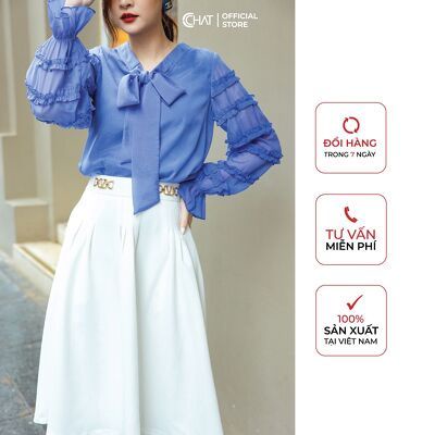 Áo cổ nơ tay phối bèo CCHAT