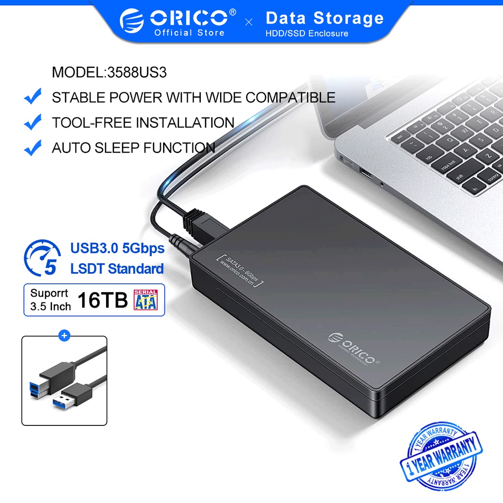 Hộp Đựng Ổ Cứng Orico 3588U3 SSD 3.5Inch Từ Cổng Sata Sang Cổng USB 3.0 Thế Hệ 1 Type