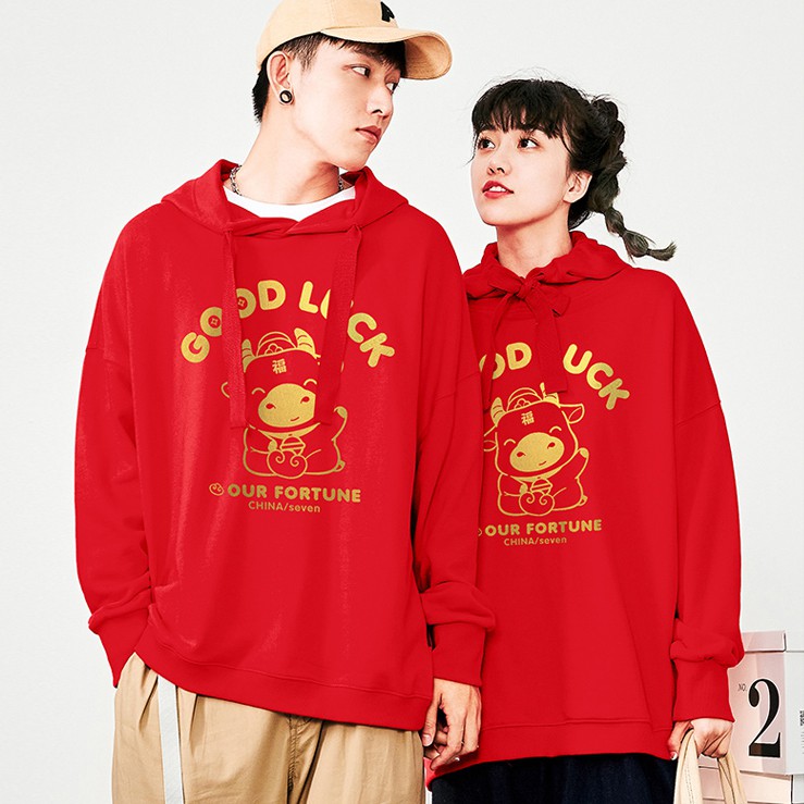 Áo Hoodie Đôi Nam Nữ Xuân Tân Sử 2021 - Chất nỉ dày đẹp - Hình in trâu siêu Cute [TẶNG TẤT NAM NỮ] | BigBuy360 - bigbuy360.vn