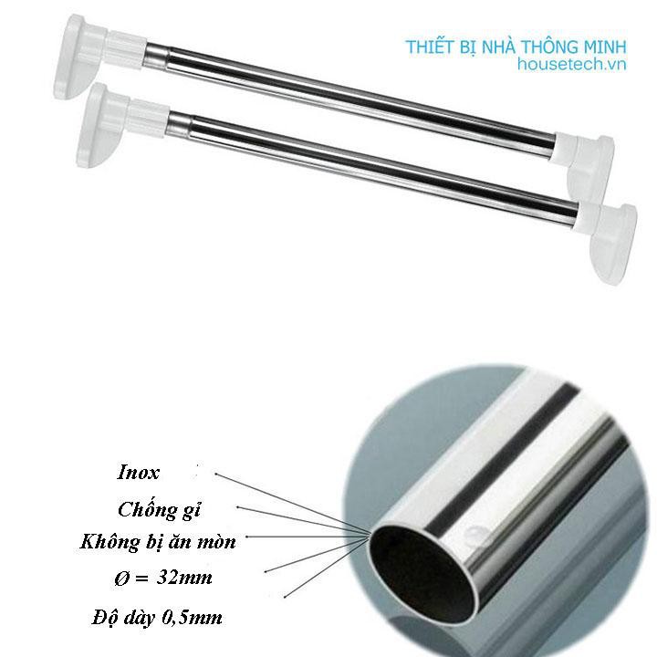 Thanh treo rèm cao cấp inox 304 không cần khoan tường (60-240cm)