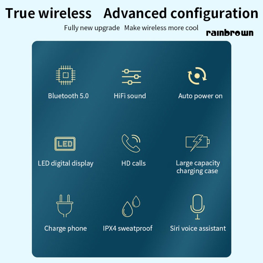 Tai Nghe Bluetooth 5.0 Không Dây M2D Có Đèn Led Và Phụ Kiện