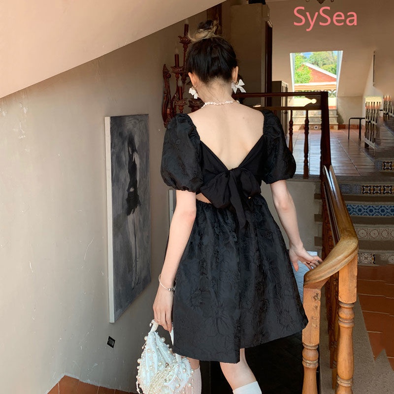 Đầm cổ vuông phong cách mùa hè retro Pháp xinh xắn dành cho nữ