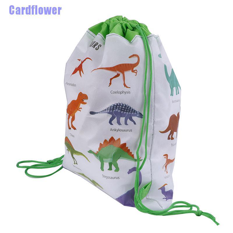 Cardflower  Dinosaur Gift Bag Non-woven Bag Backpack Kids Travel School Drawstring Bags