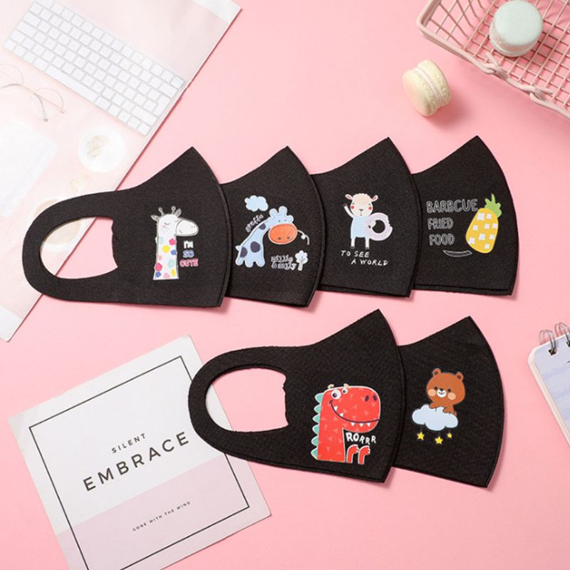 Vỏ Bọc Mặt Nạ Vải Lụa Lạnh Co Giãn Thoáng Khí Chống Bụi Chống Ô Nhiễm Hình Khủng Long 3D
