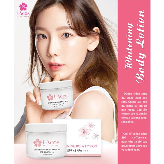 Kem Body Trắng da LAcos Whitening Body Lotion dưỡng da trắng sáng, mịn màng, chống nắng