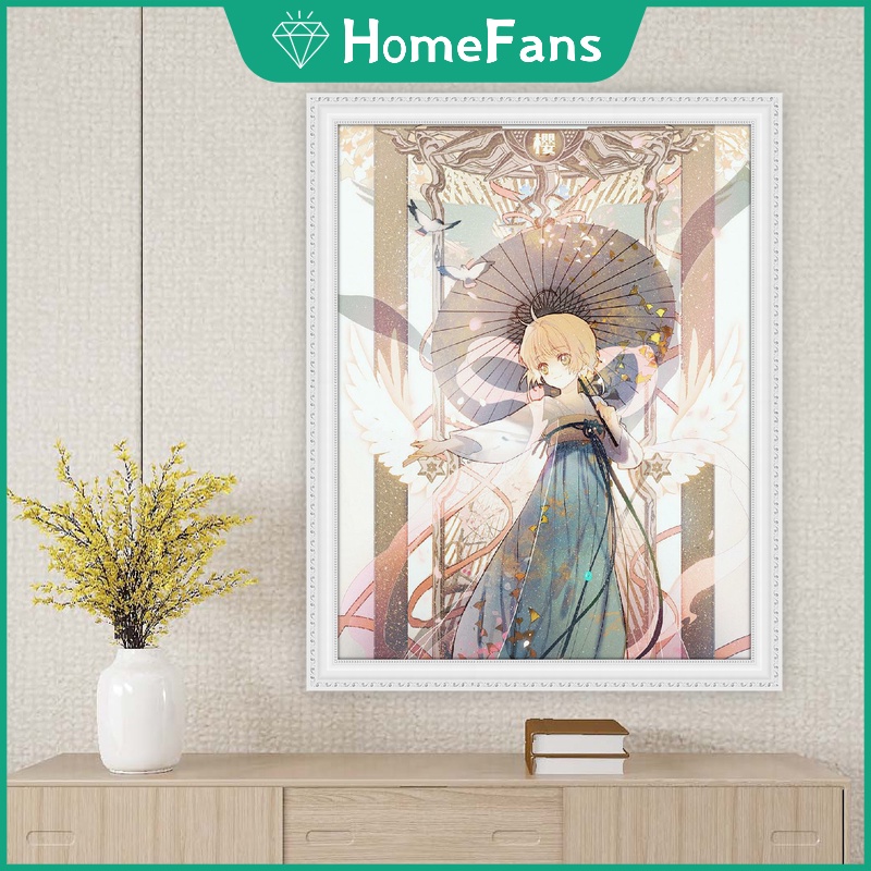 Bộ Tranh Đính Đá 5D Tự Làm Họa Tiết Hoa Anh Đào Kích Thước 40x50cm Dùng Trang Trí Phòng Bé