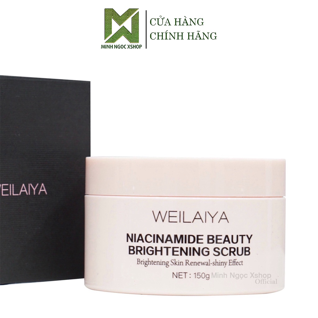 Tẩy tế bào chết body WEILAIYA NIACINAMIDE BEAUTY BRIGHTENING SCRUB da mềm mại trắng hồng 150g