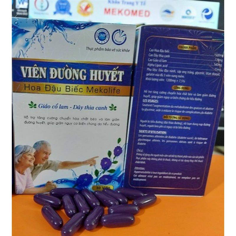 0Viên Đường Huyết chứa Hoa Đậu Biếc Mekolife viên uống tiểu đường hỗ tiểu