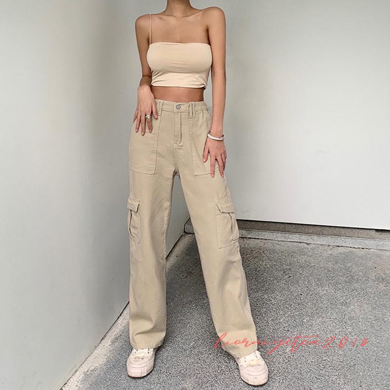Quần Jeans Nữ Lưng Cao Có Túi Màu Sắc Thời Trang