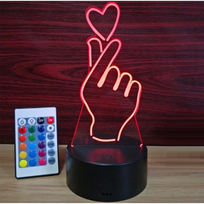 Đèn ngủ, Đèn trang trí Led 3D, Đèn ngủ 16 màu mini có điều khiển
