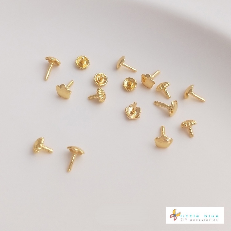 10 Phích Cắm Trang Trí Móng Tay 14K Hình Bông Hoa Bằng Đồng Mạ Vàng